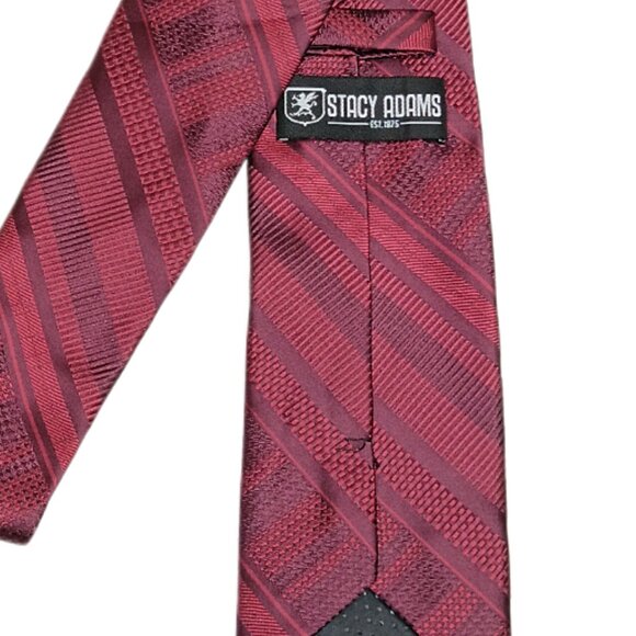 Stacy Adams Geometric Tie Men’s 61” Burgundy Microfiber Preppy Designer Classic - Picture 4 of 4